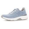 Keilsneaker GABOR ROLLINGSOFT, Damen, Gr. 35, blau (hellblau), Textil, Veloursleder, sportlich, Schuhe, Freizeitschuh, Halbschuh, Schnürschuh, Logoschriftzug an der Ferse