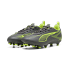 Fußballschuh PUMA "ULTRA 5 PLAY FG/AG JR", Gr. 38,5, matte aged silber, gelb alert, puma aged silber, Synthetik, sportlich, Schuhe