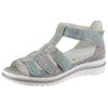 Sandale WALDLÄUFER "HAKURA", Damen, Gr. 4,5 (37,5), hellgrau multi, Veloursleder, gemustert, klassisch, Schuhe, Klettschuh, Sommerschuh, Bequemschuh in Komfortweite H (= sehr weit)