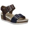 Sandale JOSEF SEIBEL "Quinn 02", Damen, Gr. 40, bunt (dunkelblau, camelfarben), Leder, kontrastfarbene Details, modisch, Schuhe, Plateausandale, Keilsandalette, Klettschuh mit Schnallen