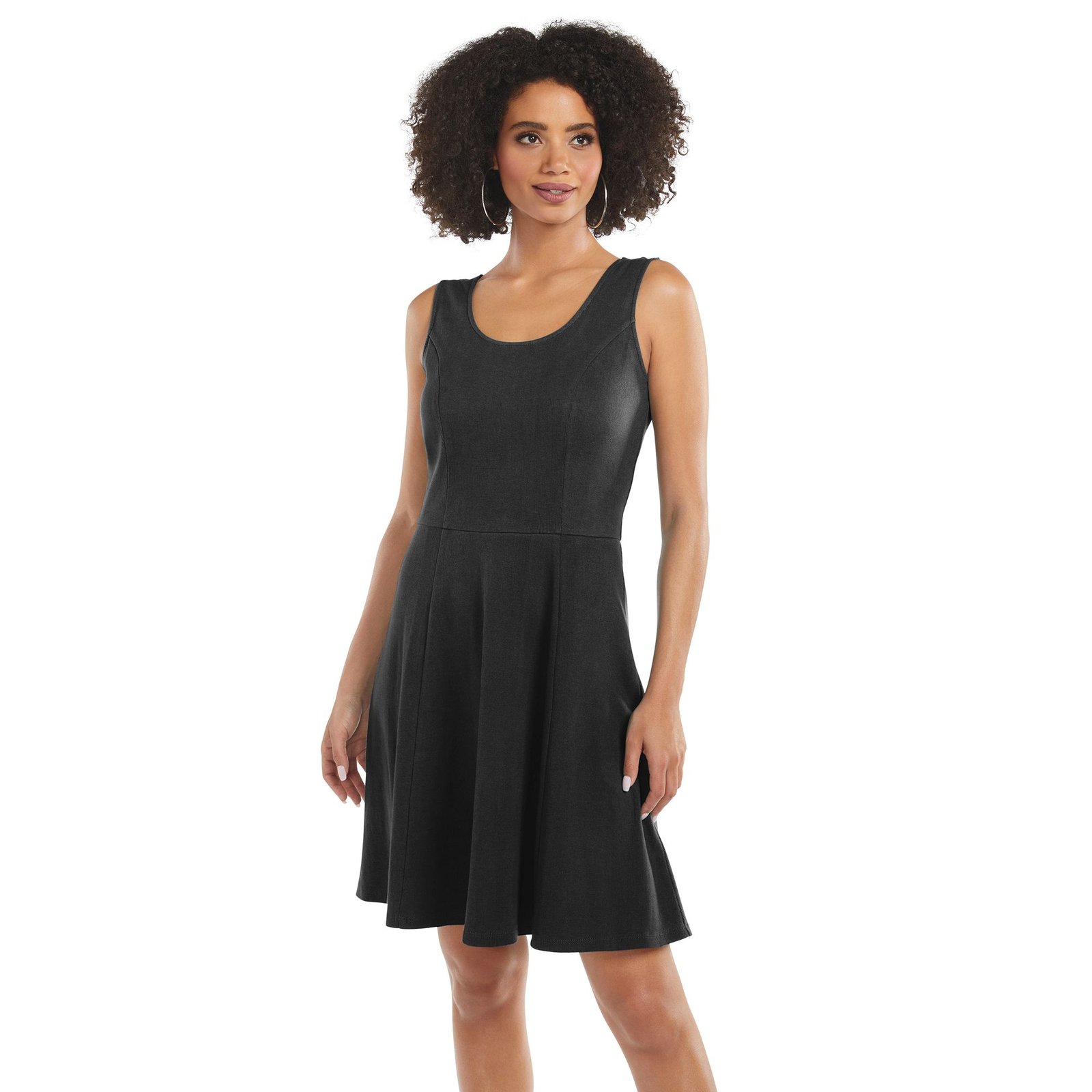 Masseys Fit and Flare Dress (Size 5X) Black, Cotton,Polyester,Spandex