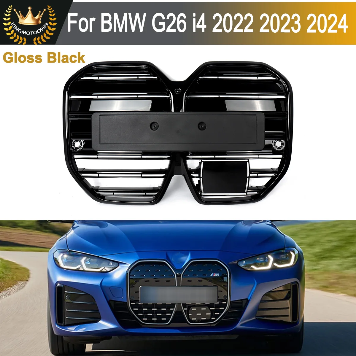 Glänzend schwarzer Frontstoßstangen-Nierengrill für BMW 4er G26 4-Türer i4 Gran Coupe 2022–2024 Image
