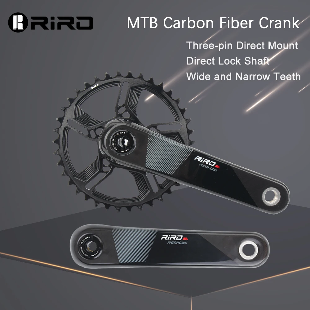 RIRO MTB Carbon Faser Kurbel 11/12 Geschwindigkeit Direkt Montieren Fahrrad Carbon Kurbelgarnitur 170mm Fahrrad Kettenblatt 32/34/36/38T für XX1 Fahrrad Teil Image