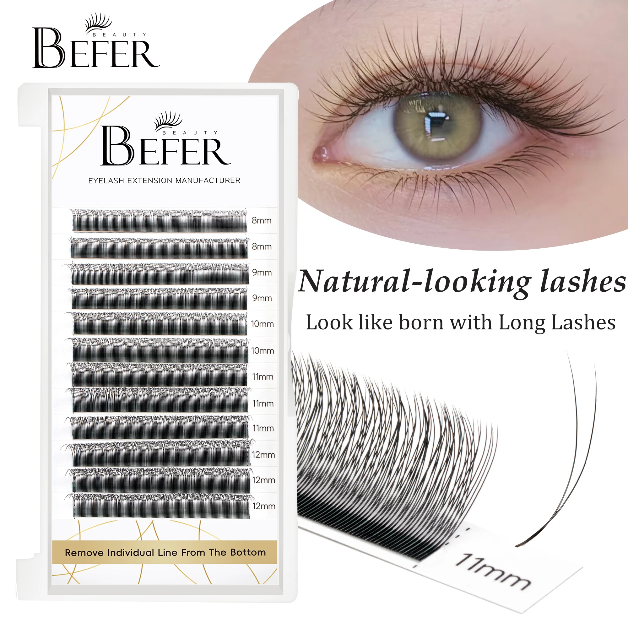 Befer Natürliche Falsche Wimpern 0,07/0,10 Dicke Super Weiche Wimpern 8-15mm Wimpern Verlängerung Lieferant Hohe Qualität Großhandel Image