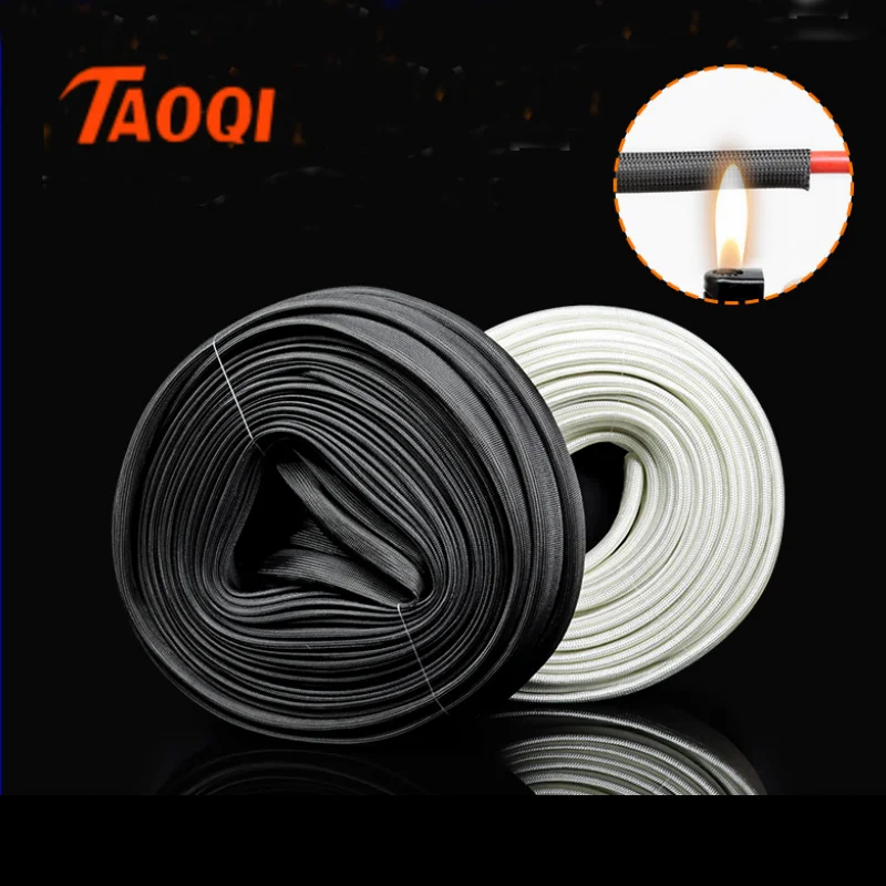 2/5/10/20M 600 Deg High Temperature Braided Soft Chemical Fiber Tubing Insulation Cable Sleeving Fiberglass Tube 1-30mm Diameter Image