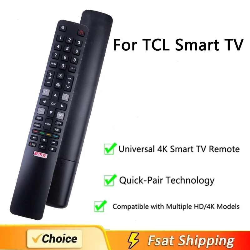 Universal Ersatz FÜR TCL TV Fernbedienung RC802N Für TCL Smart TV Fernbedienung 4K LCD LED TV mit NETFLIX Taste Image