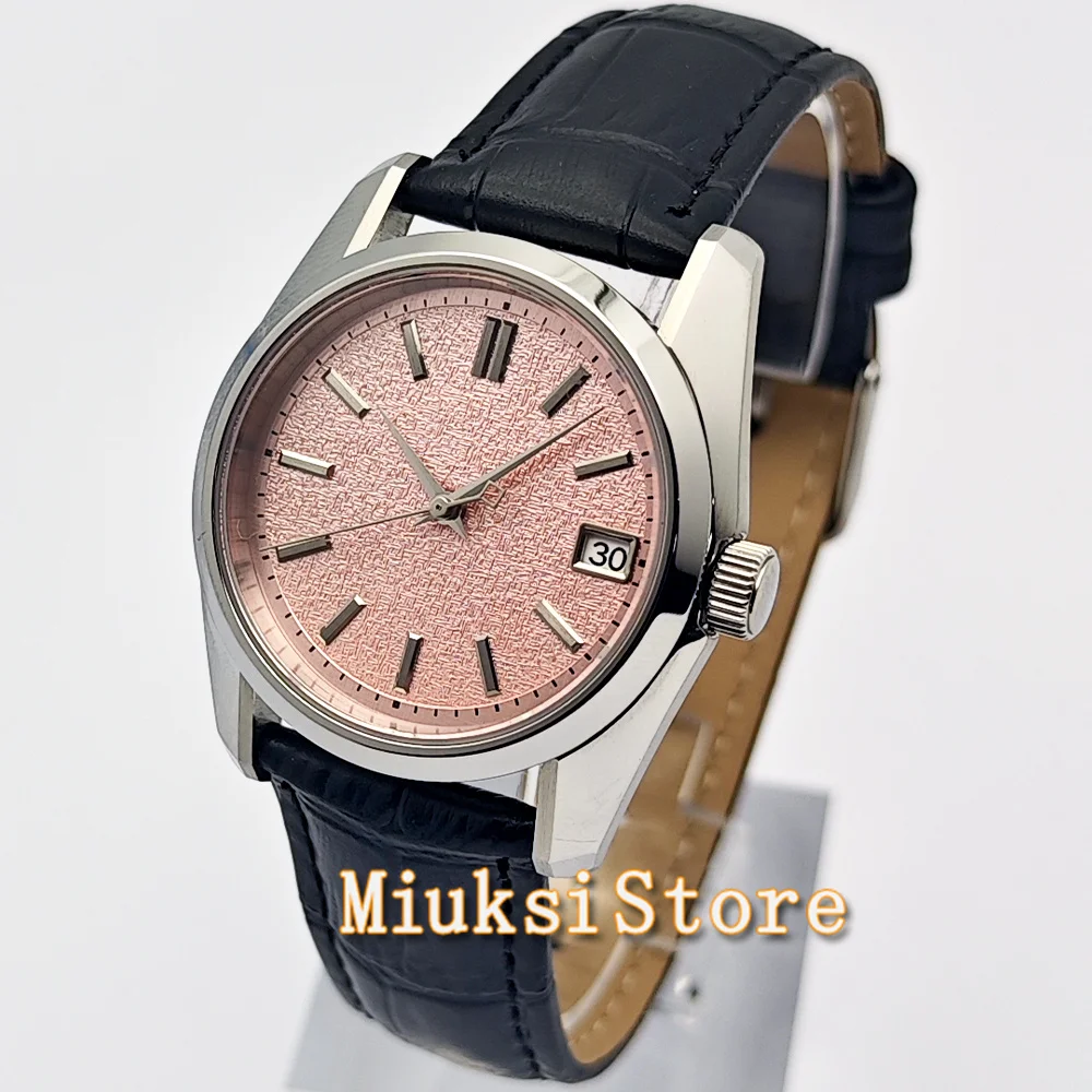 Uhr mit NH35-Uhrwerk, 36 mm, mechanische Uhr, Kirschblütenrosa, NH35-Automatikwerk, Saphirglas, Edelstahlgehäuse Image