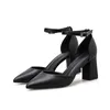 Sommer Neue Größe 33-41 Frauen Schuhe Blockabsatz Punkt 7 cm High Heel Schuhe Schwarze Absätze