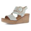 Keilsandalette GABOR, Damen, Gr. 37, grün (hellkhaki), Veloursleder, unifarben, feminin, Schuhe, Sommerschuh, Riemchensandale mit Best Fitting-Ausstattung