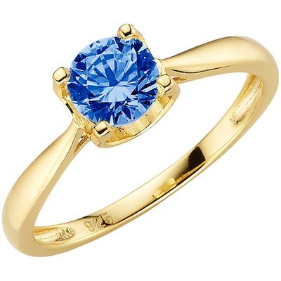 Fingerring "Schmuck Geschenk Silber 925 Silberring Solitär-Optik" Gr. 53, gold (gelbgoldfarben, blau, blau), ANISTON JEWELRY & WATCHES, Fingerringe, Damen, 53, Silber 925 (Sterlingsilber), 2,2mm, Exklusiv bei uns - mit Zirkonia (synth.) oder Glasstein Image