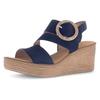 Keilsandalette GABOR, Damen, Gr. 39, blau (dunkelblau), Ziegenveloursleder, unifarben, feminin, Schuhe, Sommerschuh, Riemchensandale mit Best Fitting-Ausstattung
