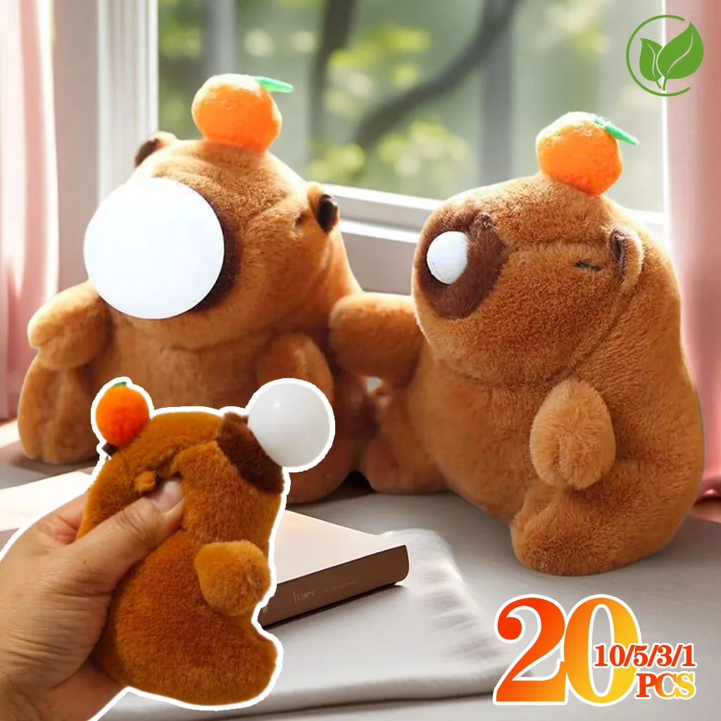1-20PCS Plüsch Persimmon Wagging Schwanz Capybara Schlüssel Anhänger Nette Plüsch Schlüsselbund Plüsch Puppe Spielzeug Schul Anhänger geschenk Anhänger Image