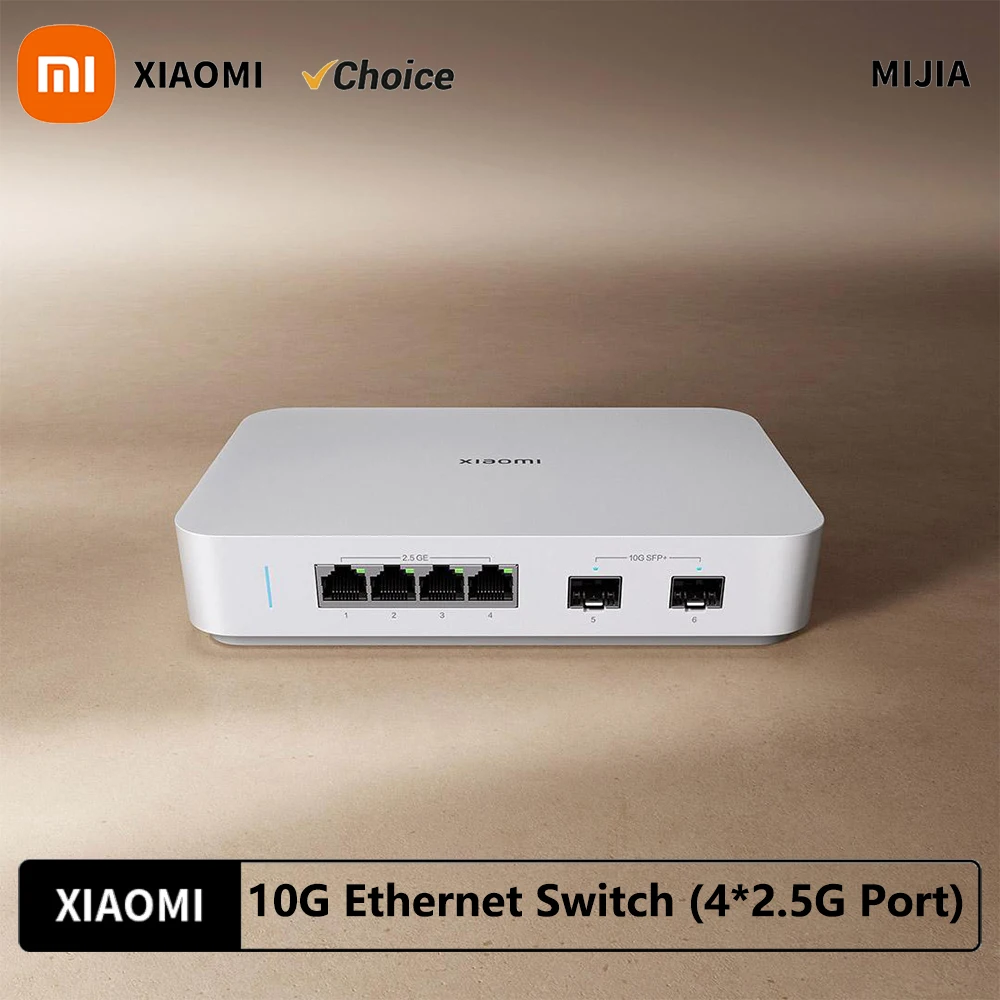 2025 NEU Xiaomi 10G Ethernet Switch 4×2,5G+2×10GMbps Mini Netzwerk Switches VLAN Ethernet Splitter Lan Router 6 Ports Hub Switch Image
