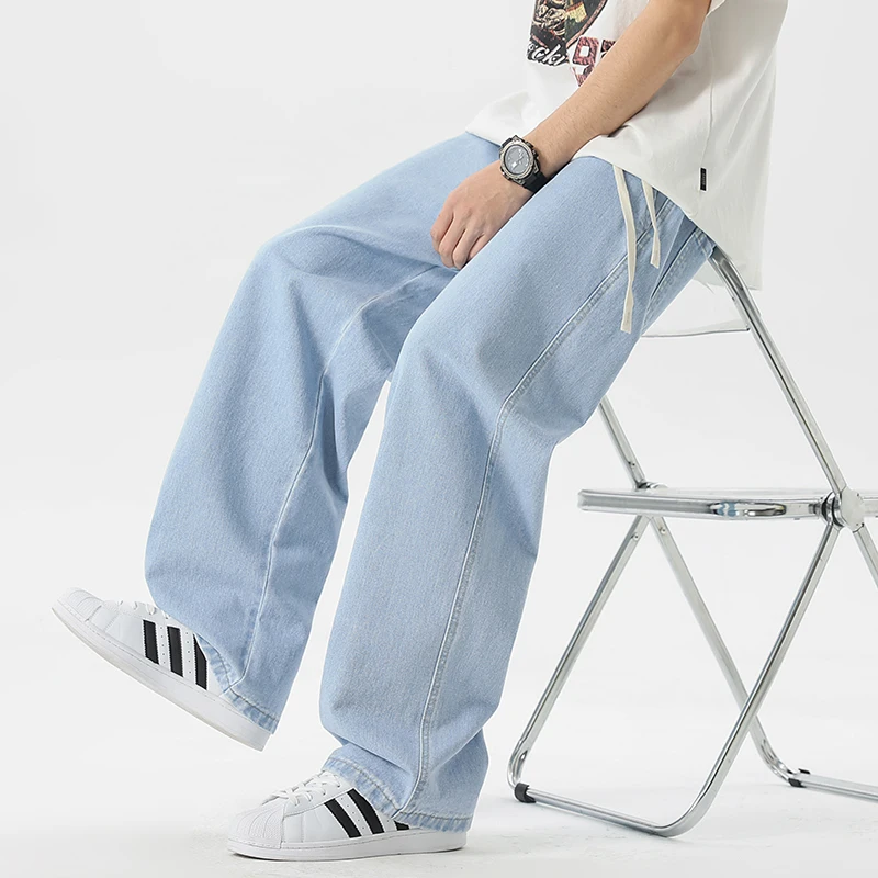 Neue männer Lose Jeans Koreanische Retro Mode Straße Gerade Bein Breite Bein Hosen Unisex Y2k Hip-hop Baggy street Dance Casual Hosen