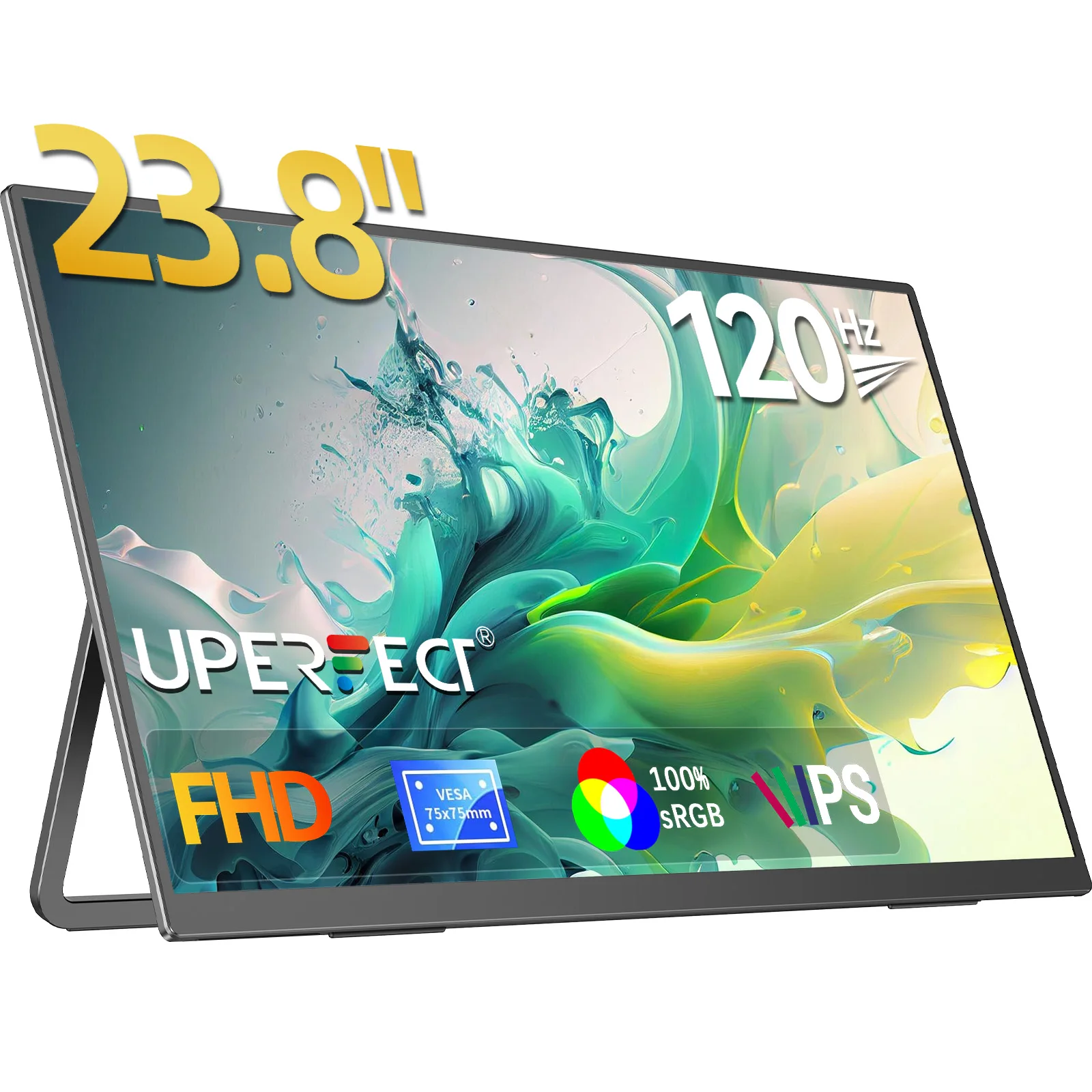 UPERFECT 24 Zoll 120 Hz tragbarer Monitor, Gaming-PC-Displays, externer Laptop-TV-Bildschirm, extrem glatt, für Mobiltelefone, Steamdeck MacBook Image