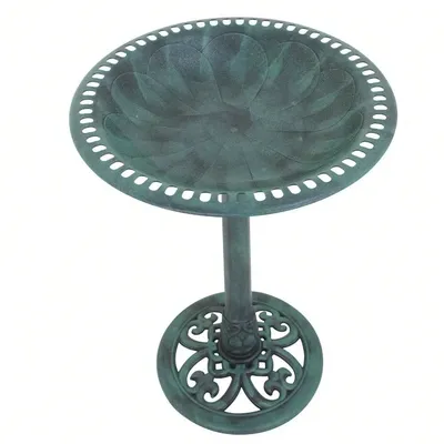 28" Luxury Bird Bath Assembled Verdigris Bird Feeder Outdoor Garden Backyard