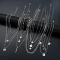 13 pezzi/set collana temperamento semplice set farfalla perla cuore stella zircone collana color argento per regalo gioielli di moda da donna