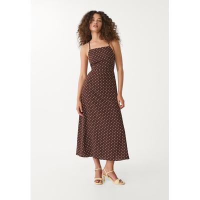 Stradivarius Long open back polka dot dress Brown M