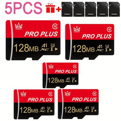 TEMU 5pcs Memory Card 8gb 4gb 2gb 1gb 512mb 256mb 128mb 64mb With Adapter, High Card, U3 C10 A1 Memory Tf Card For Tablet/camera/mobile Phone/camera/car Audio/game Console, Store Your Files !