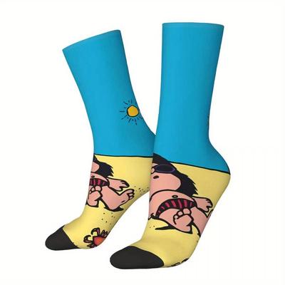 TEMU Cartoon Pattern Crew Socks Breathable Comfy Casual All Wearing Image