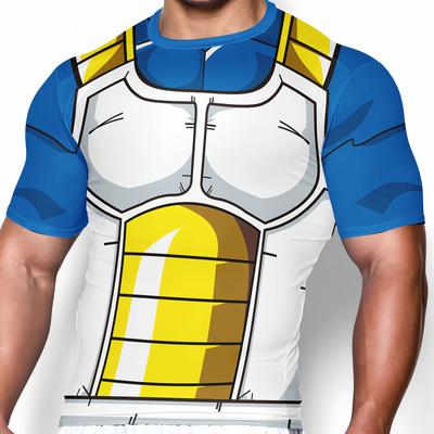 TEMU Men's 3d Printed Shirt, 100% Polyester Crew Neck Short Sleeve Rashguard, High Stretch Knit Fabric, Quick Tops For Training, Running, Basketball - Summer Sports & Casual Wear Image