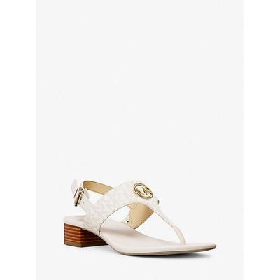 Hannah Signature Logo T-Strap Sandal - White - Michael Kors Flats