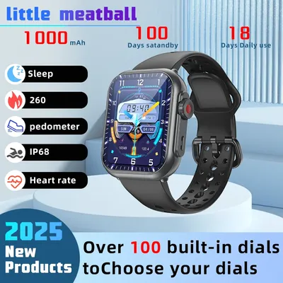 Kleiner Fleischbällchen, 2025 Herren und Damen 1000 mAh AMOLED Herzfrequenz 100+ Sport Bluetooth Image