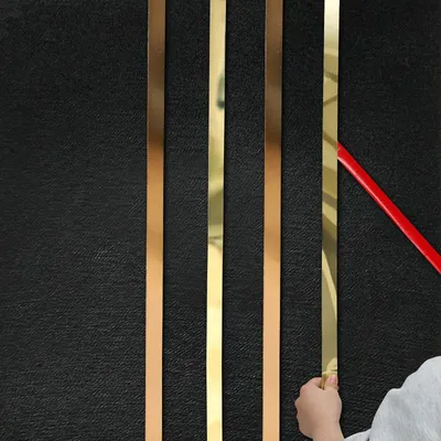 5M * 1/1.5/2/2.5/3CM Selbst-adhesive Gold Edelstahl Flache Dekorative Linien für Hintergrund Wand Image