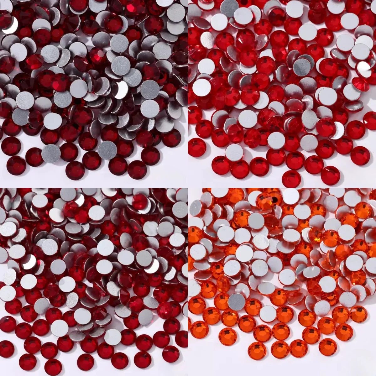 Siam Red SS3-SS30 Glaskristall Glitzer Nail Art Dekorationen Silber Flatback Strasssteine Nicht HotFix DIY Tasche Schuhe Kristall