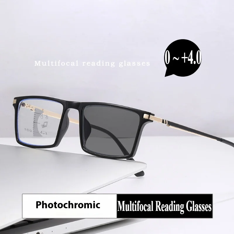 Photochrome Presbyopie-Brille für Männer und Frauen, progressive multifokale High-Definition-Lesebrille +1,5 +2,5 Image