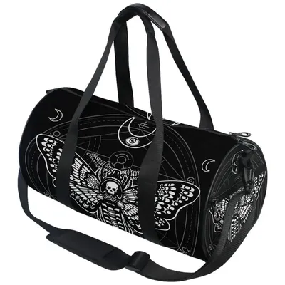 Black Skull Moth Duffel Bags Magic Skulls Sports Gym Bag Travel Luggage Overnight Bags for Men Women Duffel Bags for Traveling
