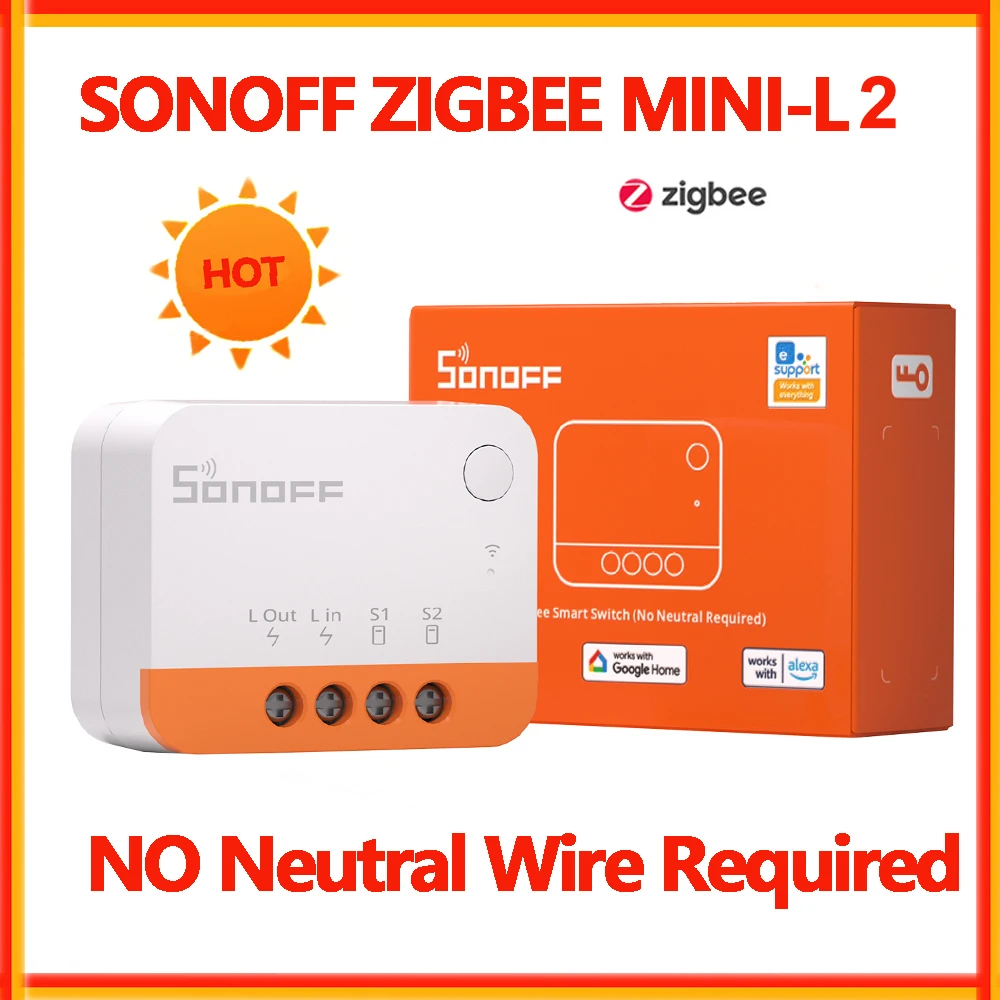 SONOFF ZBMinil2 Zigbee Smart Switch KEIN Neutralleiter erforderlich Smart Home Automation Modul Mini Zigbee 3.0 Smart Switch Alexa Image