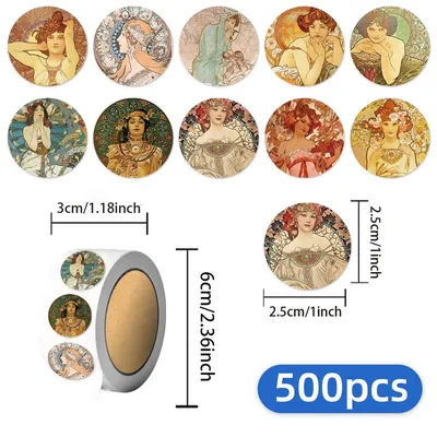500PCS Mucha Kunst Graffiti Dekoration Versiegelung Aufkleber Kleine Muster Notebook Skateboard Gitarre kinder Spielzeug Aufkleber Image