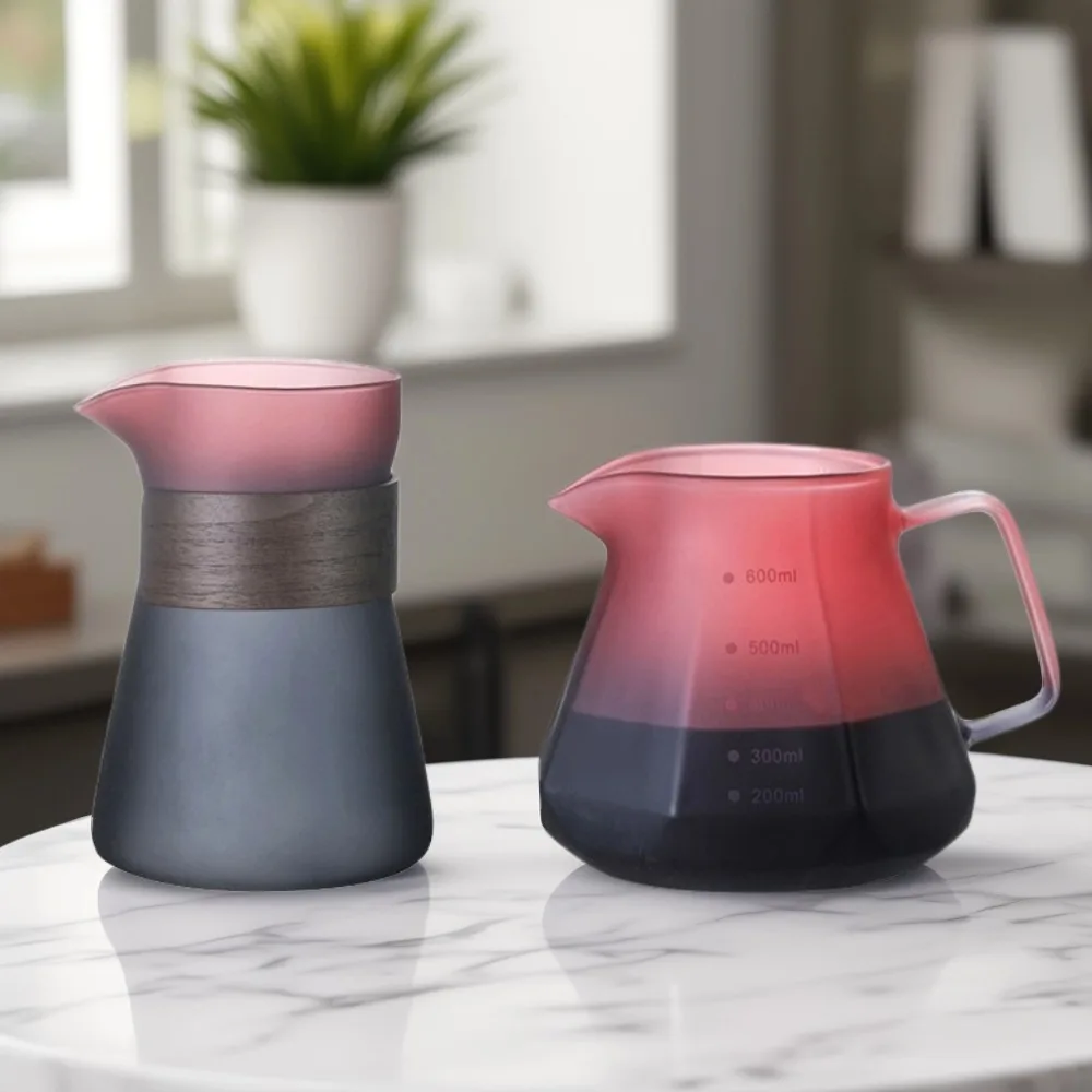 500 ml/600 ml Kaffeetopf aus Glas – Adler – Schnabelfluss, Anti-Tropf-Design – Walnuss-Wärme – isolierter Wasserspender mit Farbverlauf