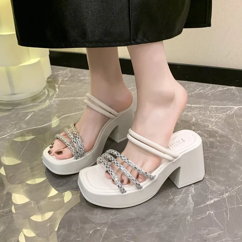 Frauen Sandalen Marke High Heels Party Schuhe Chunky Sexy Sandalen 2025, Neue Sommer Pumpen Rom Damen Hausschuhe Image