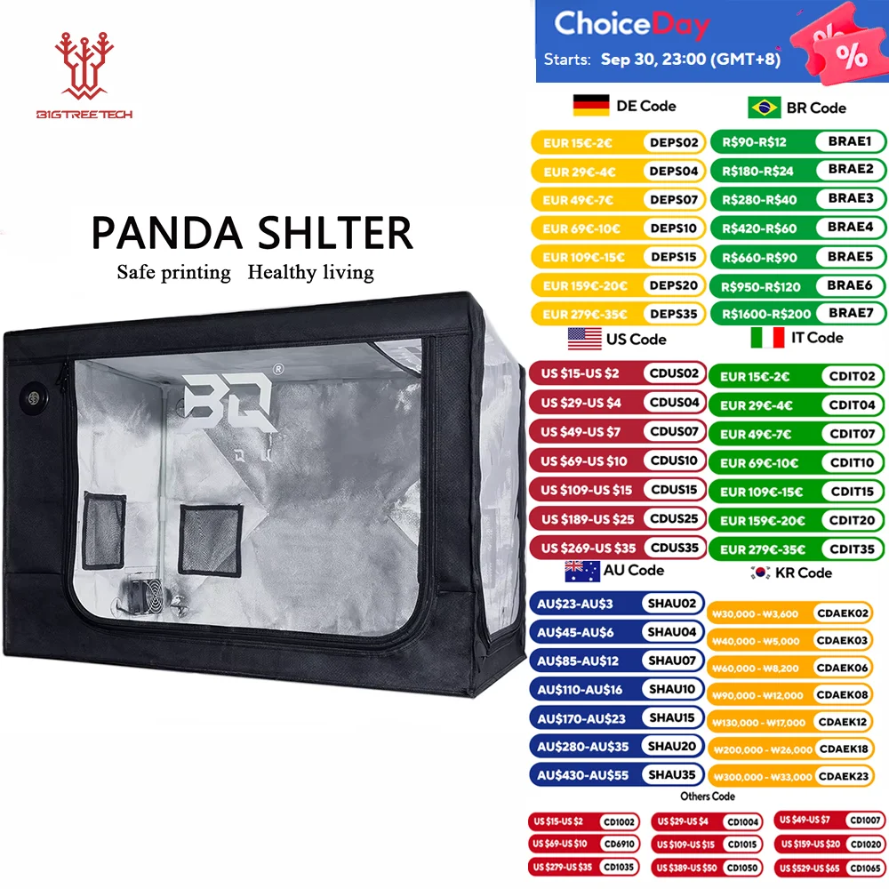 BIGTREETECH Panda Shelter 3D-Druckergehäuse CPAI-84 zertifiziert, belüftet, wasserdicht, staubdicht, stabil für BambuLab A1/A1 MINI Image