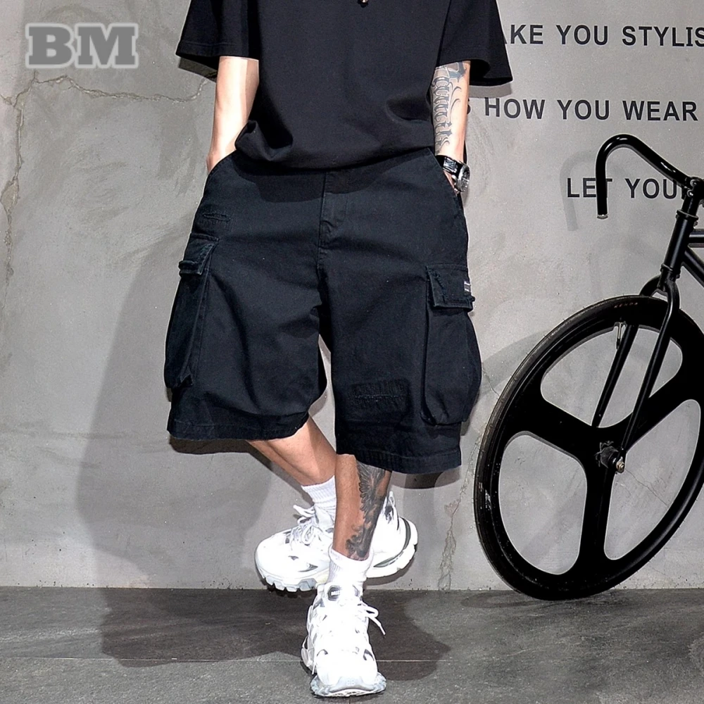 Japanische Koreanische Cargo-Shorts Für Männer Sommer Schwere Baumwolle 5-Zoll Premium Distressed Streetwear Trendy Casual Hosen Männlich