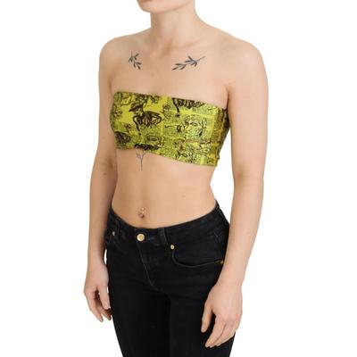 John Galliano Damen Gelbe Zeitungsdruck Kurze Bluse Image