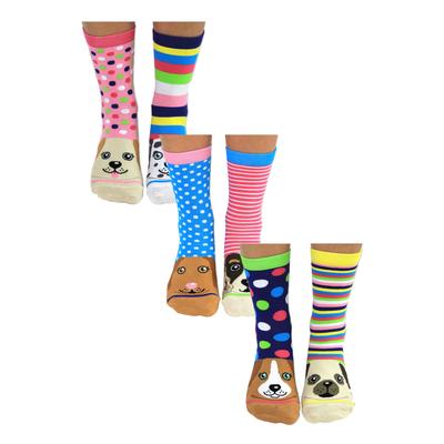 UNITED ODD SOCKS - 6 Pack Damen Welpe Hund Neuheit Baumwolle ungerade Socken in Geschenk-Box - Paws Image