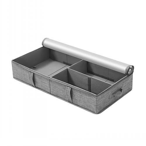 Contenitore portaoggetti pieghevole sottoletto con coperchio, contenitore organizer in tessuto non tessuto di grande capacità per vestiti, coperte e giocattoli, contenitore in tessuto antipolvere per