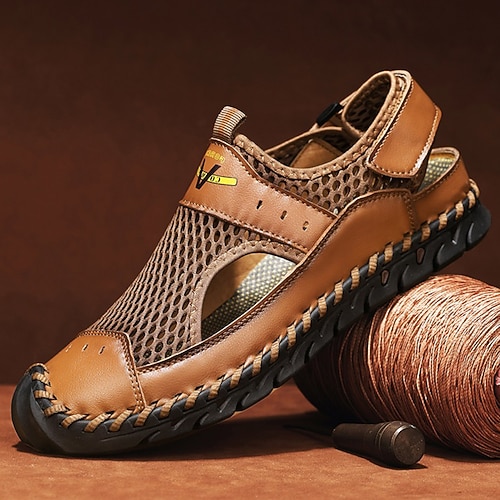 sandali da uomo in rete marrone – scarpe estive traspiranti ed eleganti per la spiaggia, le vacanze e le attività all'aperto