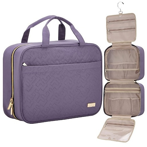 borsa da viaggio per donna uomo, borsa per il trucco impermeabile con gancio per appendere e tasche multiple, borse per cosmetici per donna, articoli essenziali da viaggio,