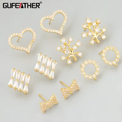 GUFEATHER,6pcs/lot,MF70,jewelry accessories,18k gold rhodium plated,copper,zircons,hand