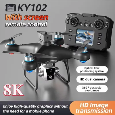New KY102 Drone With Screen 8K Dual Camera Brushless Optical Flow Localization Intelligent Obstacle