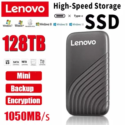 Lenovo Smart Original High-speed 128TB 1TB 8TB Portable SSD 2TB Portable External Solid State Hard