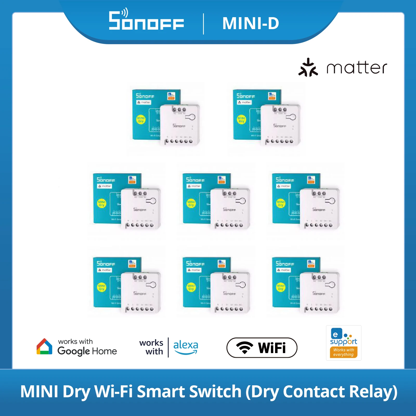 SONOFF MINI-D MINI Dry Wi-Fi Matter Smart Switch Relè intelligente a contatto secco Motori DC a bassa potenza per porte da garage Caldaie tramite Alexa