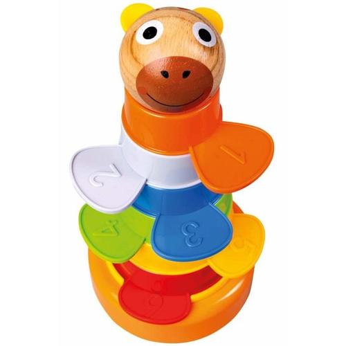Bino 84207 - Bunter Turm, Sandformen, 8-teilig, 2 in 1, Sandspielzeug, Stapelbecher - Mertens