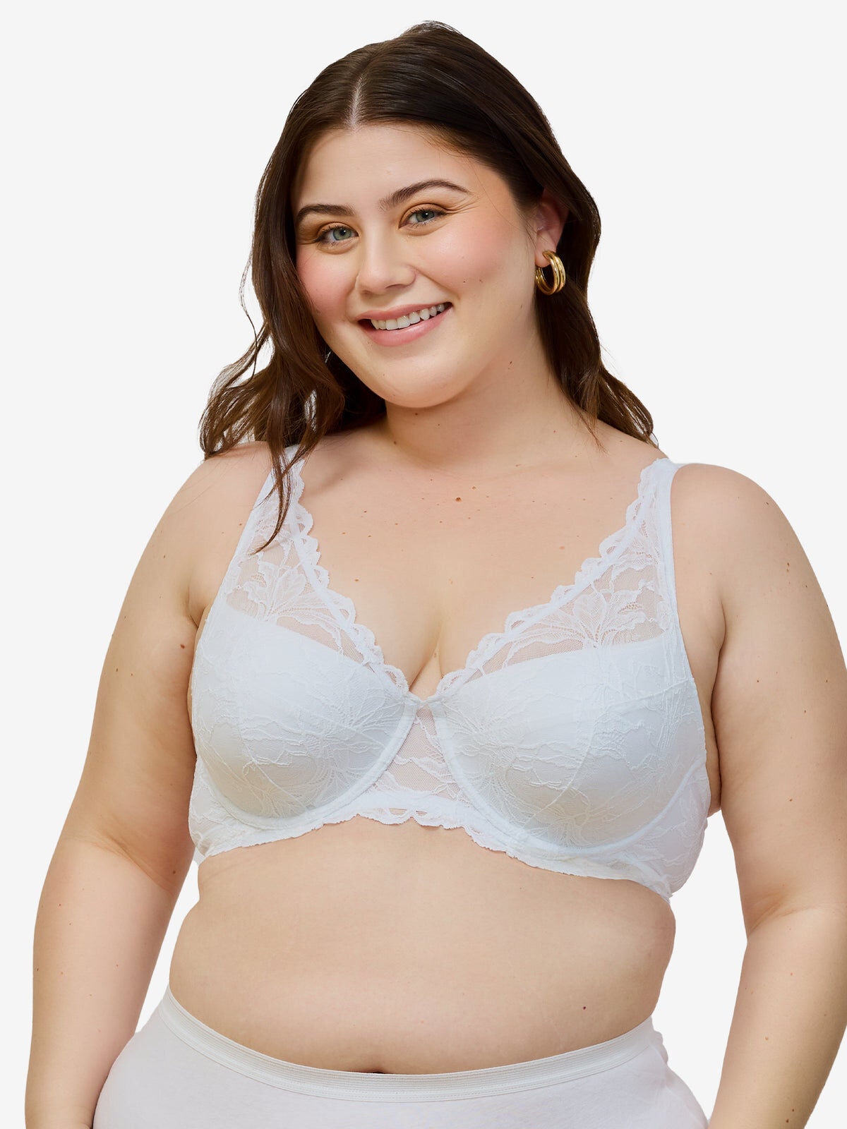 Plus Size Women's The Willow - Lace Plunge Underwire Bra by Leading Lady in White (Size 44 C)