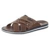 Pantolette RIEKER, Herren, Gr. 46, braun, Lederimitat, Textil, used, sportlich, Schuhe, mit modischen Logoapplikationen