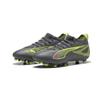 Fußballschuh PUMA "ULTRA 5 MATCH FG/AG Fußballschuhe Jugendliche", Kinder, Gr. 34.5, matte aged silber gelb alert blau gray, Obermaterial: Textil, Synthetik; Futter: Textil, Synthetik; Innensohle: Textil; Laufsohle: Synthetik, Schuhe